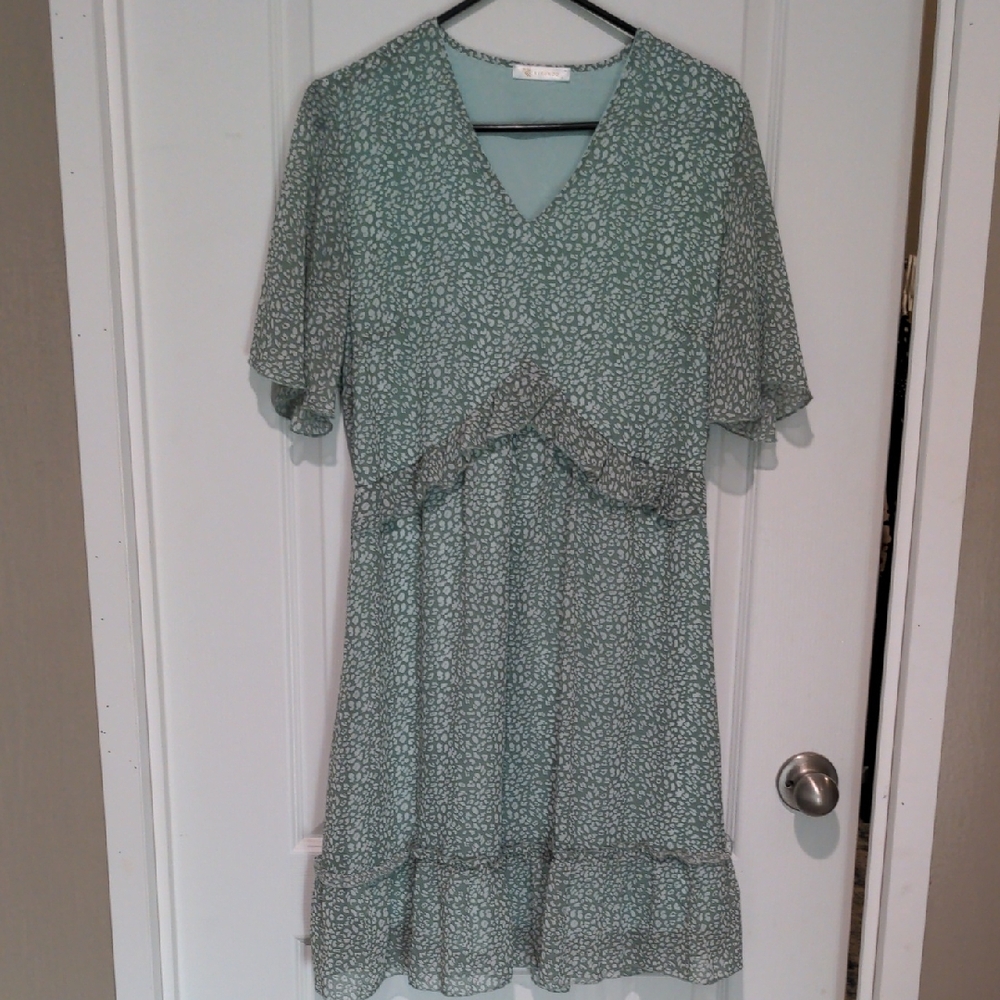 Chic Mint Floral Midi Dress